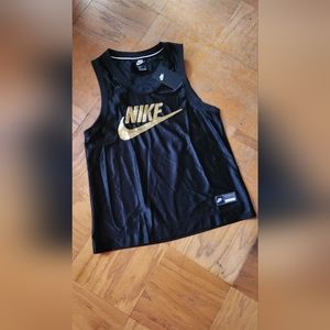 Women new $50 nike gold sequin swoosh workout/running/gym tank top S